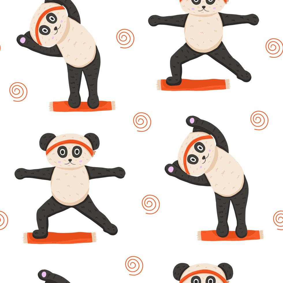 padrão de ioga panda vetor