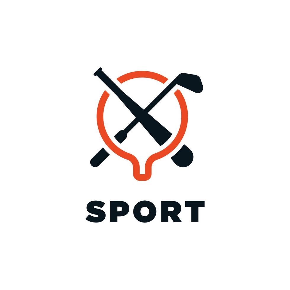 ícone de esportes com taco de golfe e taco de beisebol vetor