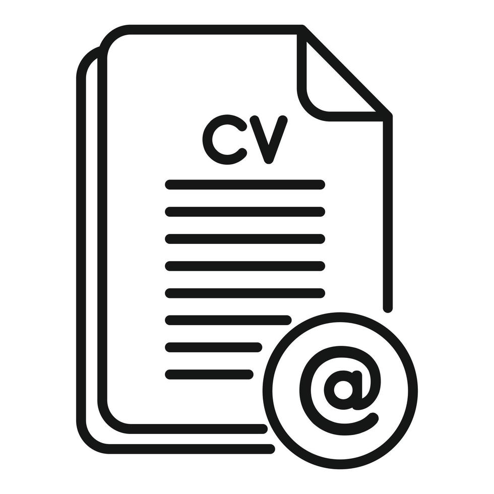 vetor de contorno de ícone de papel cv on-line. procura de emprego
