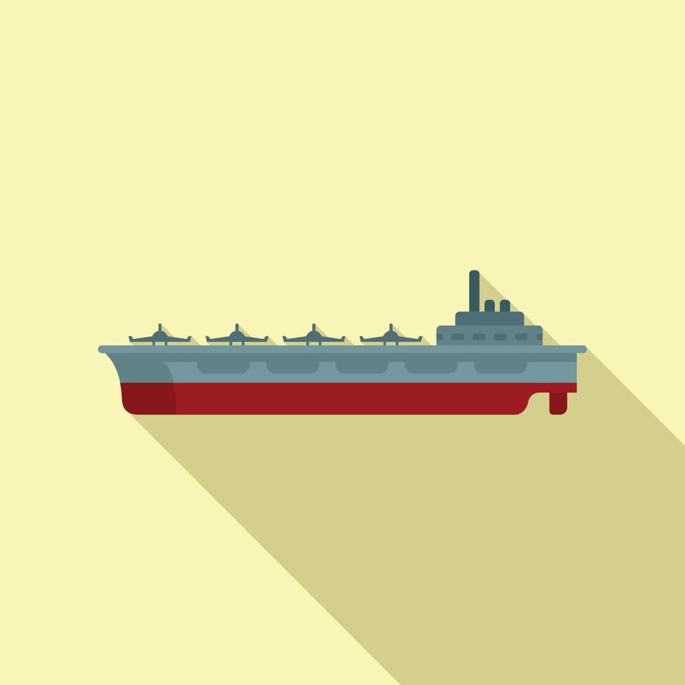 vector plana do ícone do porta-aviões do mar. navio da marinha