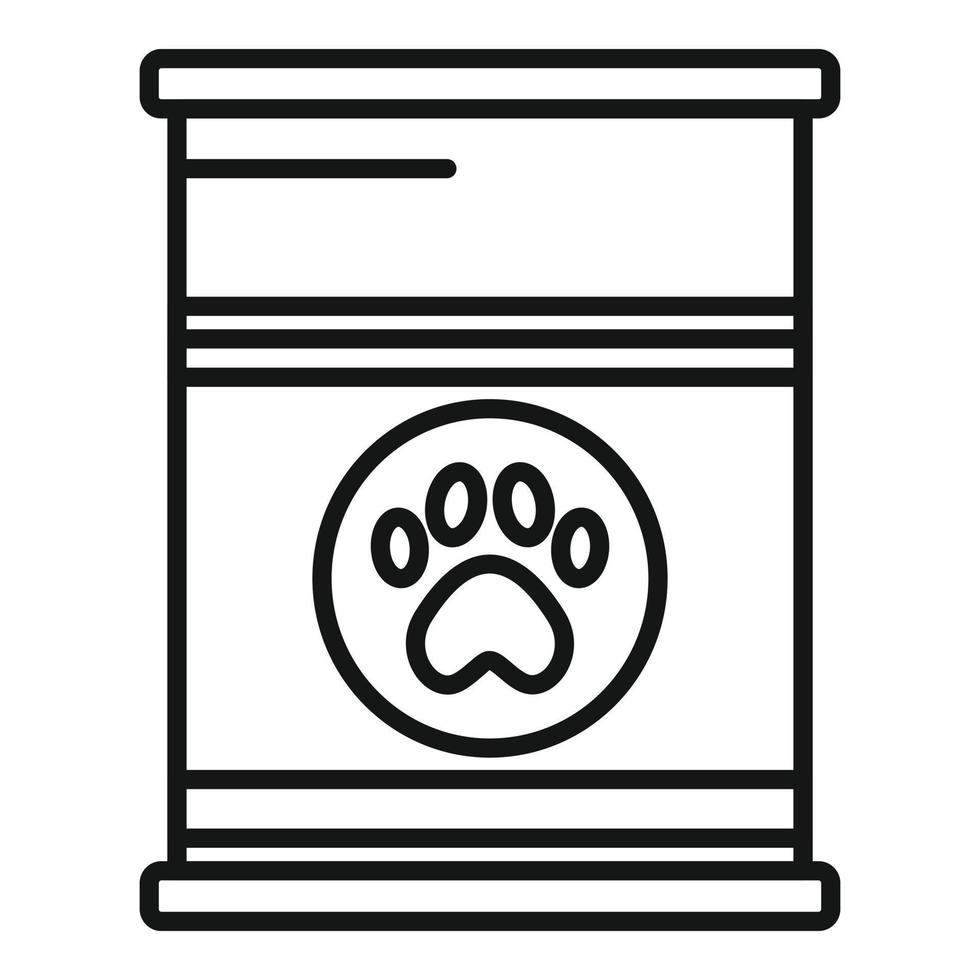 vetor de contorno do ícone de lata de comida de cachorro. alimentação animal