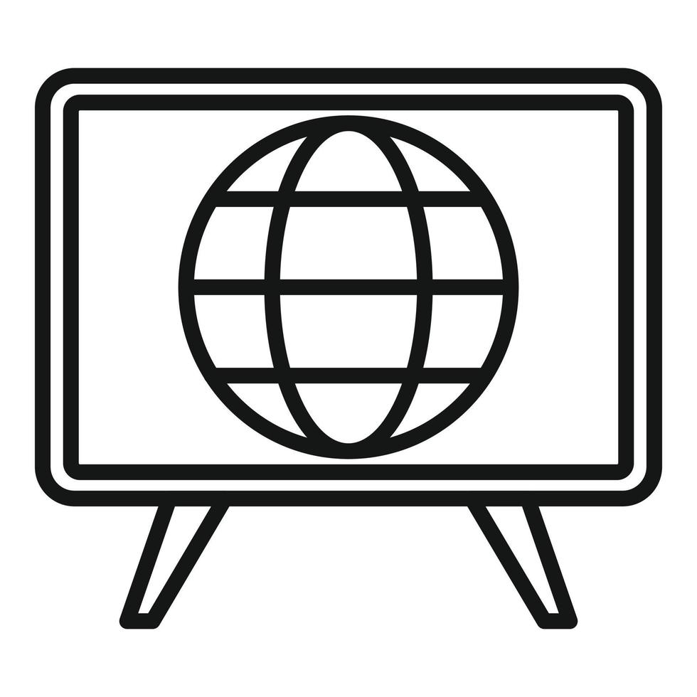 vetor de contorno de ícone de reportagem mundial. pressione tv