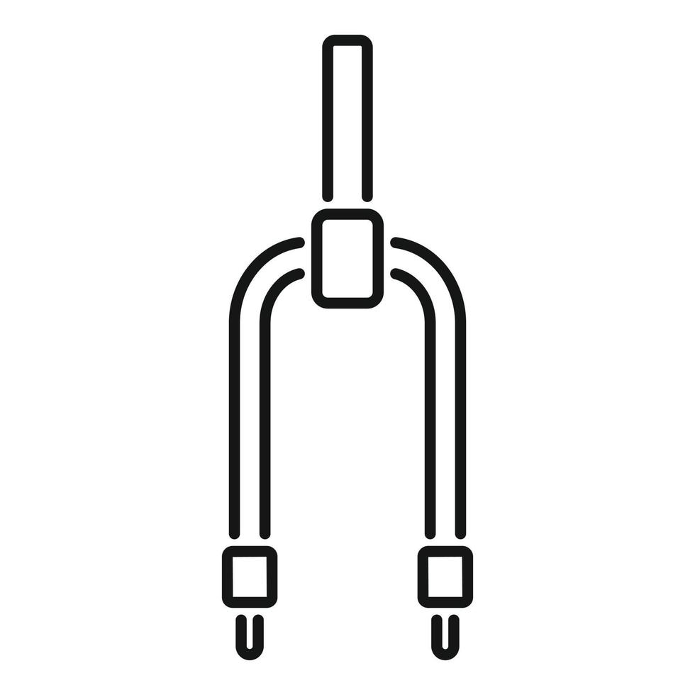 vetor de contorno de ícone de garfo de suspensão de bicicleta. consertar oficina