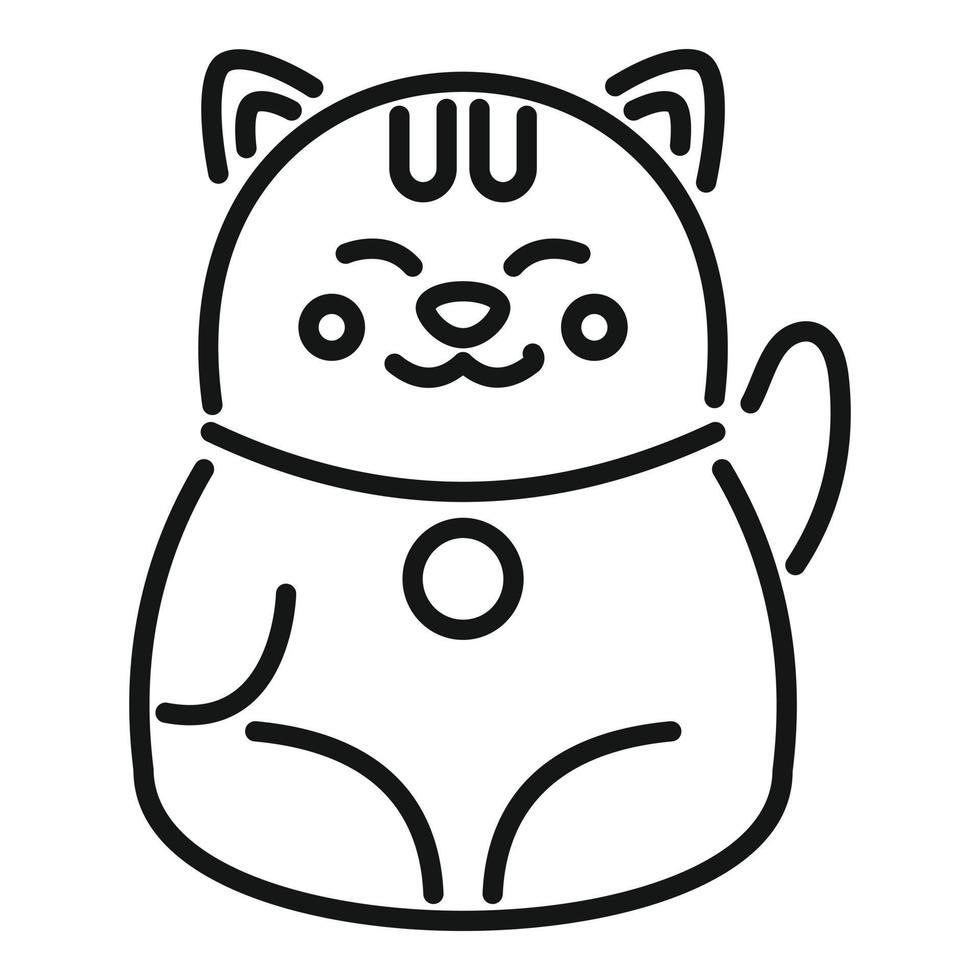 vetor de esboço de ícone de gato sortudo engraçado. fortuna do japão