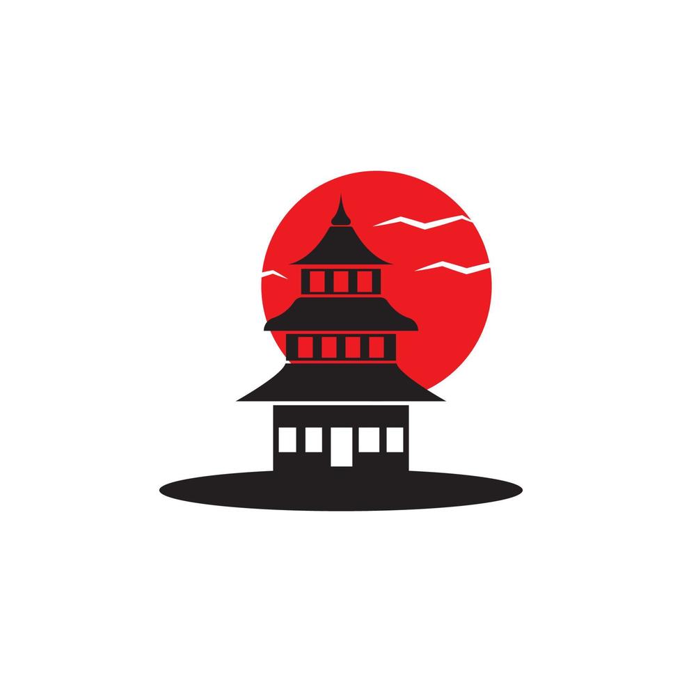 design de vetor de logotipo de ícone de templo de pagode