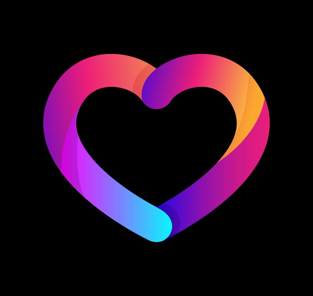 logotipo de forma de coração colorido gradiente moderno. elemento de desenho vetorial. vetor