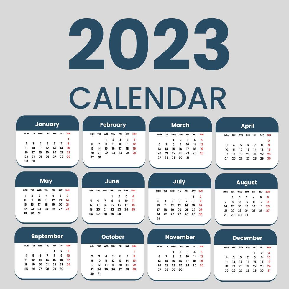 calendário 2023 semana início vetor de modelo de design corporativo.