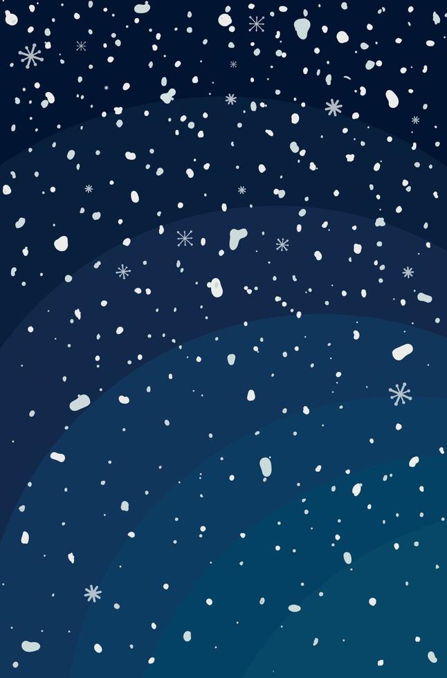 ilustração em vetor de queda de neve. visão noturna de inverno. ilustração infinita de floco de neve.