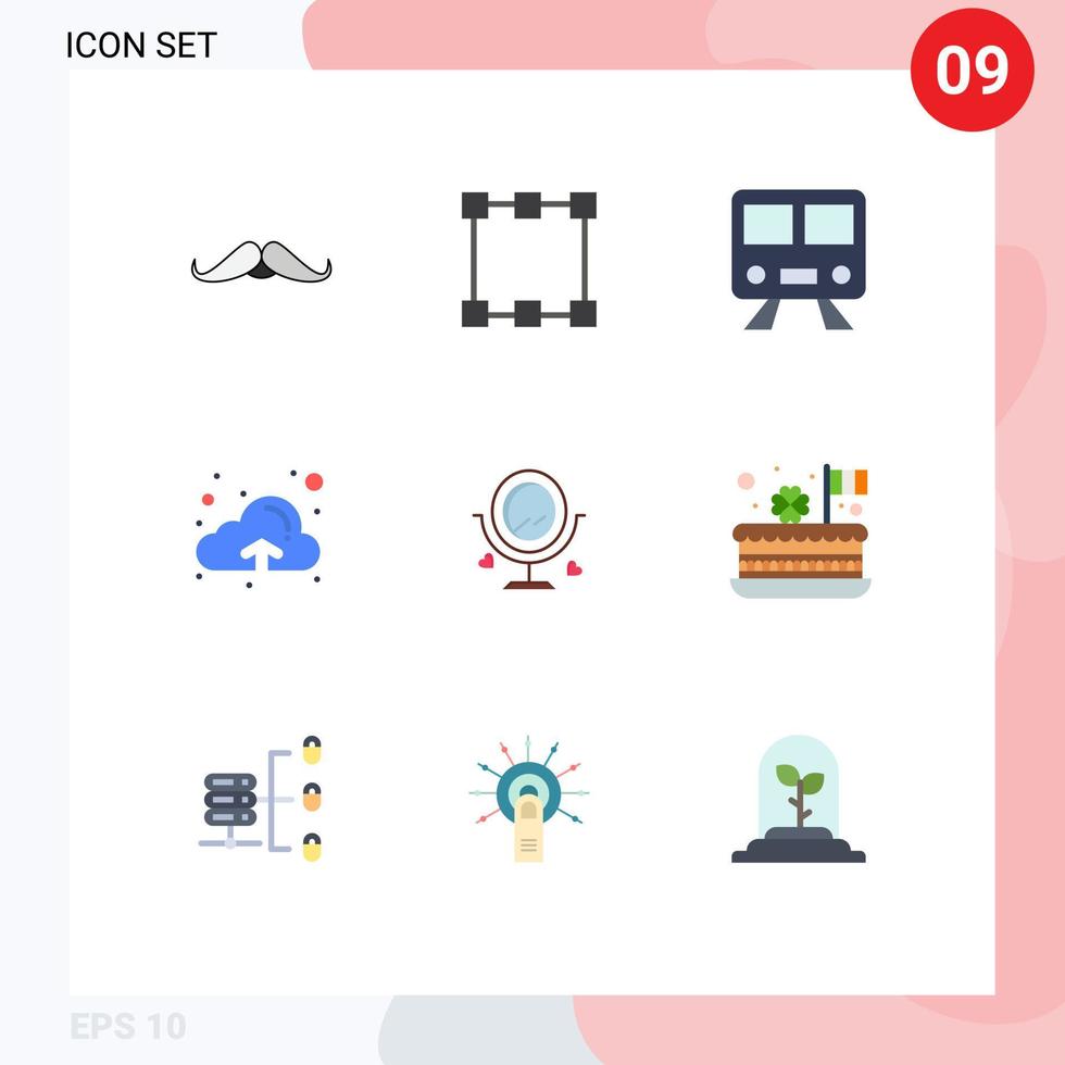 conjunto de 9 sinais de símbolos de ícones de interface do usuário modernos para mapas de casamento merroir upload de elementos de design de vetores editáveis em nuvem