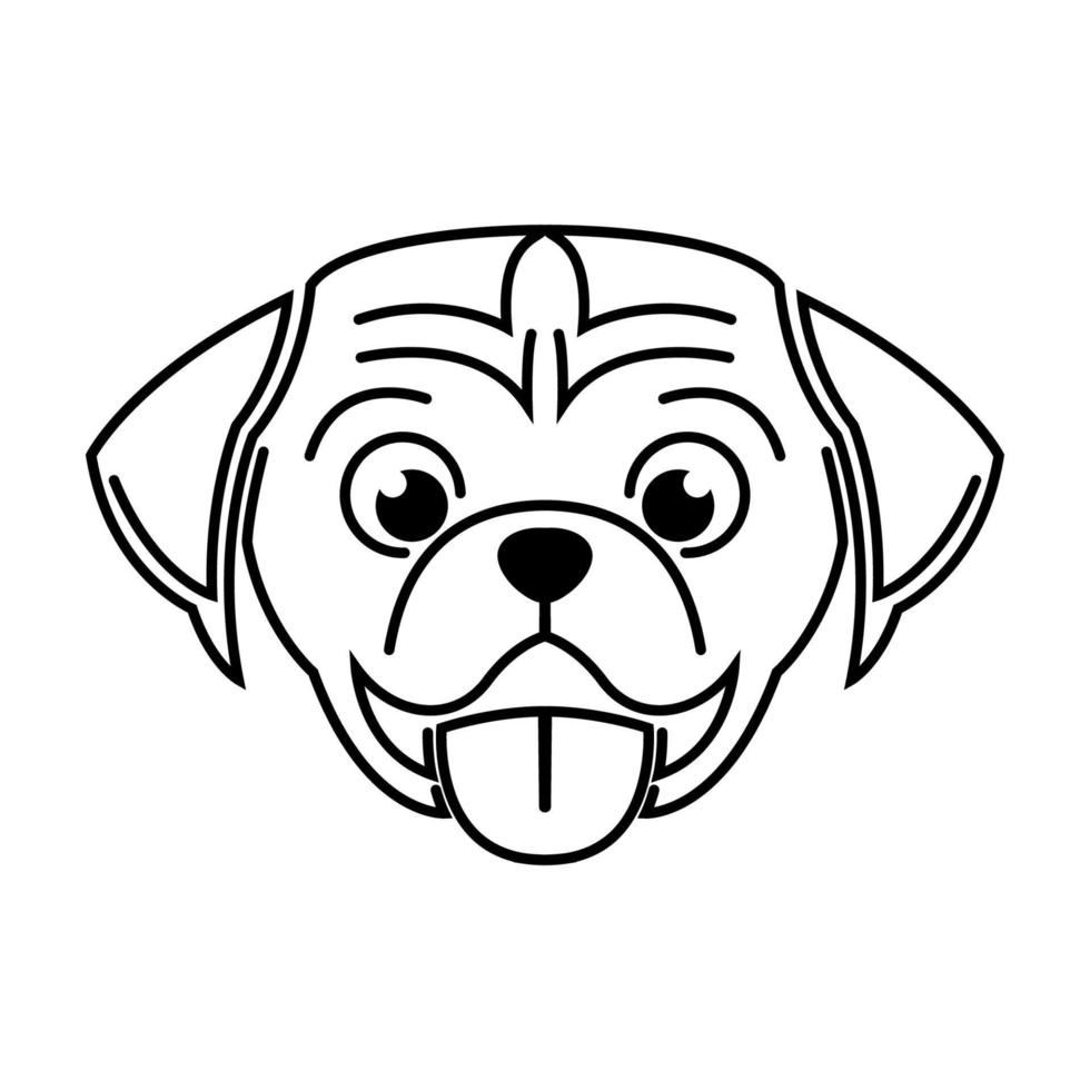 arte de linha preto e branco da cabeça de cachorro. bom uso para símbolo, mascote, ícone, avatar, tatuagem, design de camiseta, logotipo ou qualquer design vetor