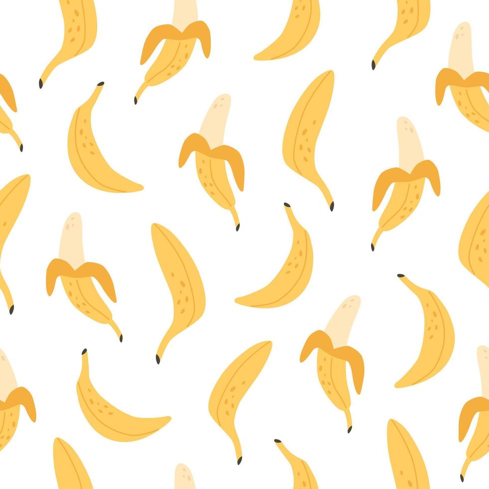 padrão sem emenda de bananas frescas. padrão sem emenda de frutas exóticas e tropicais. comida saudável. textura plana e desenhada à mão para papel de parede, têxtil, tecido, papel. vetor