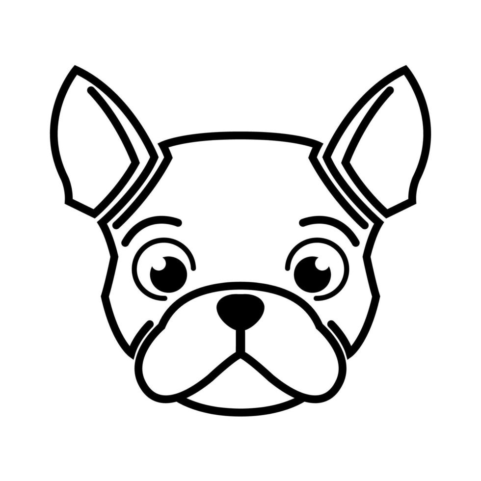 arte de linha preto e branco da cabeça do buldogue francês bom uso para símbolo mascote ícone avatar tatuagem logotipo de design de camiseta ou qualquer design vetor