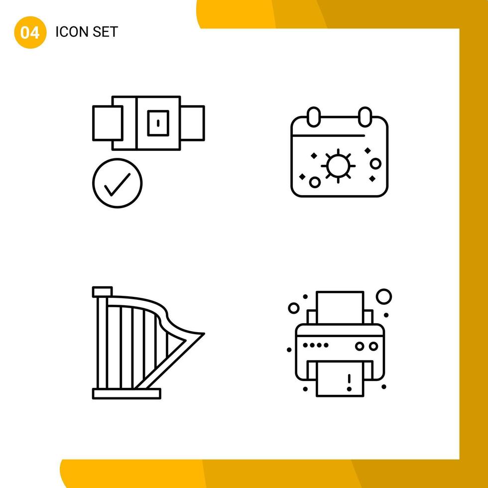 4 símbolos de contorno do pacote de ícones de estilo de linha de conjunto de ícones isolados em fundo branco para design de site responsivo de fundo criativo do vetor de ícones pretos