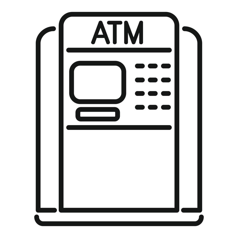 vetor de contorno do ícone do banco atm. cartão financeiro