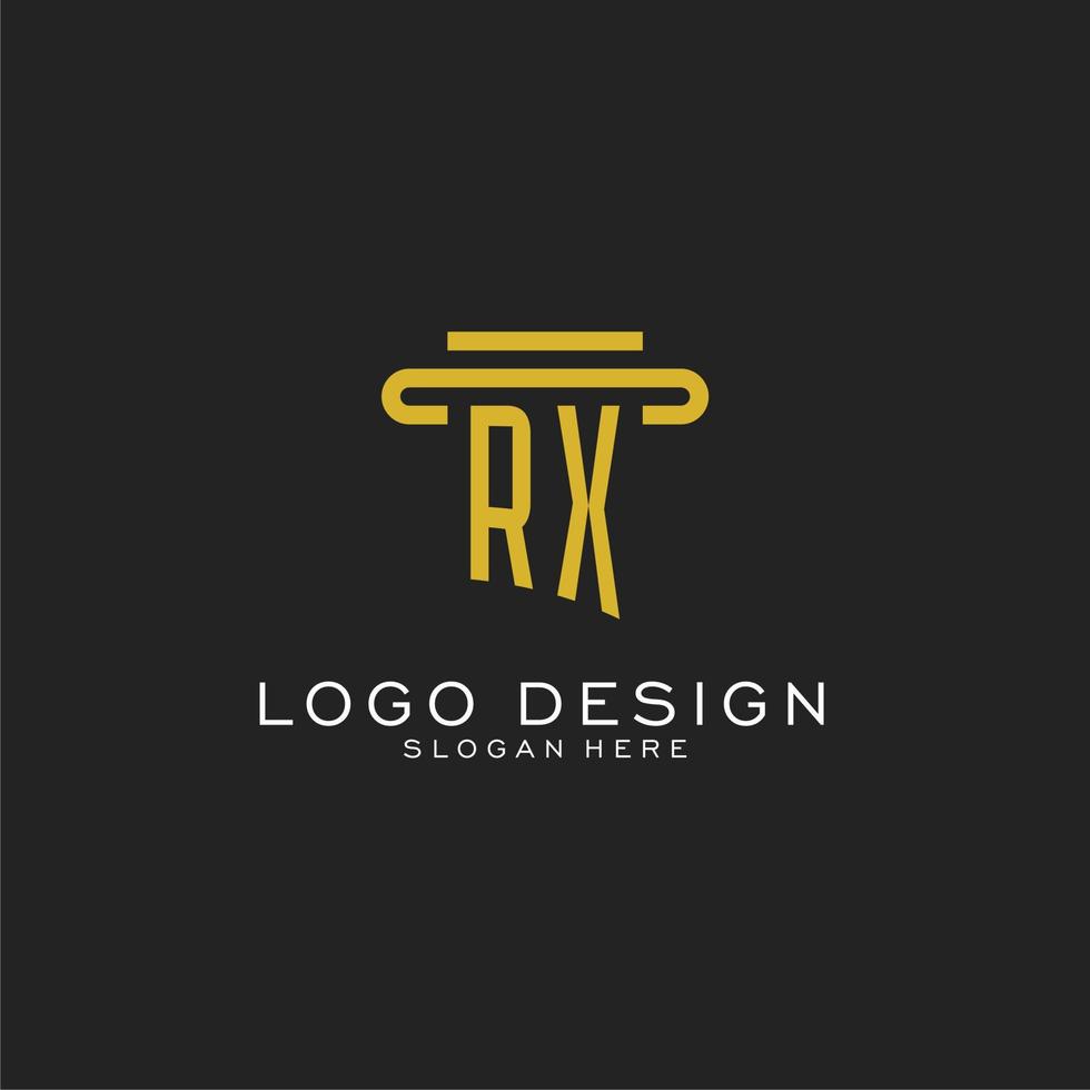 logotipo inicial rx com design de estilo de pilar simples vetor