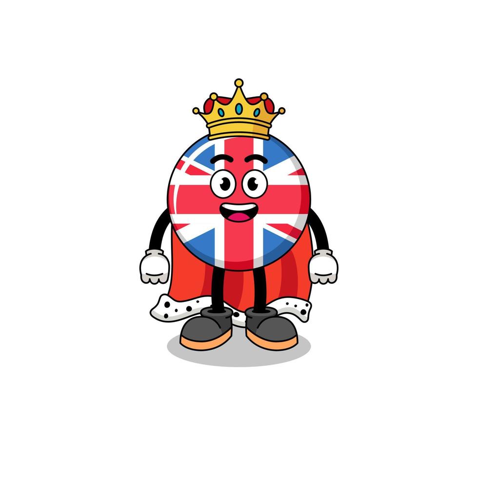 ilustração de mascote do rei da bandeira do reino unido vetor