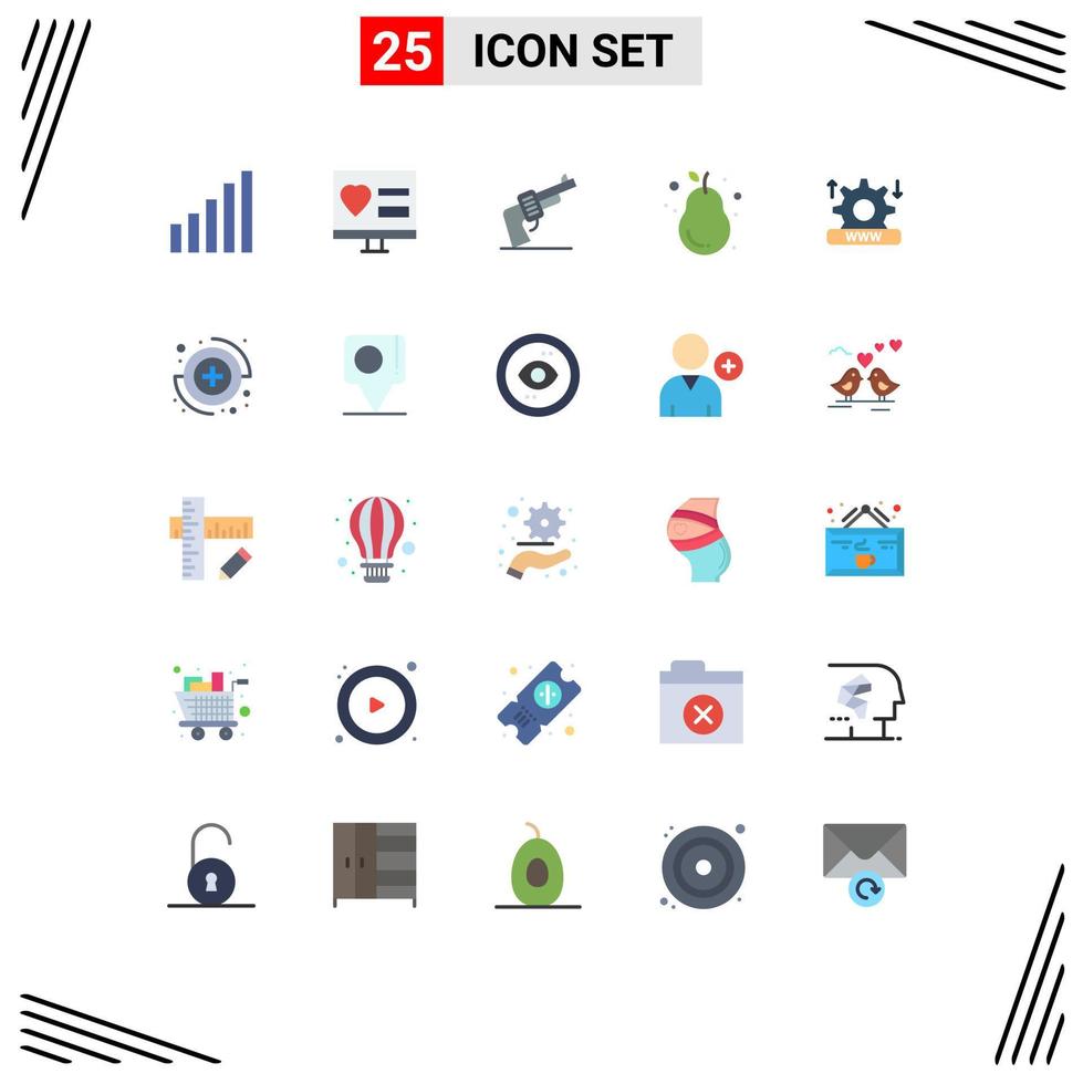 25 ícones criativos sinais e símbolos modernos de elementos de design de vetores editáveis de goiaba de arma de pêra da internet