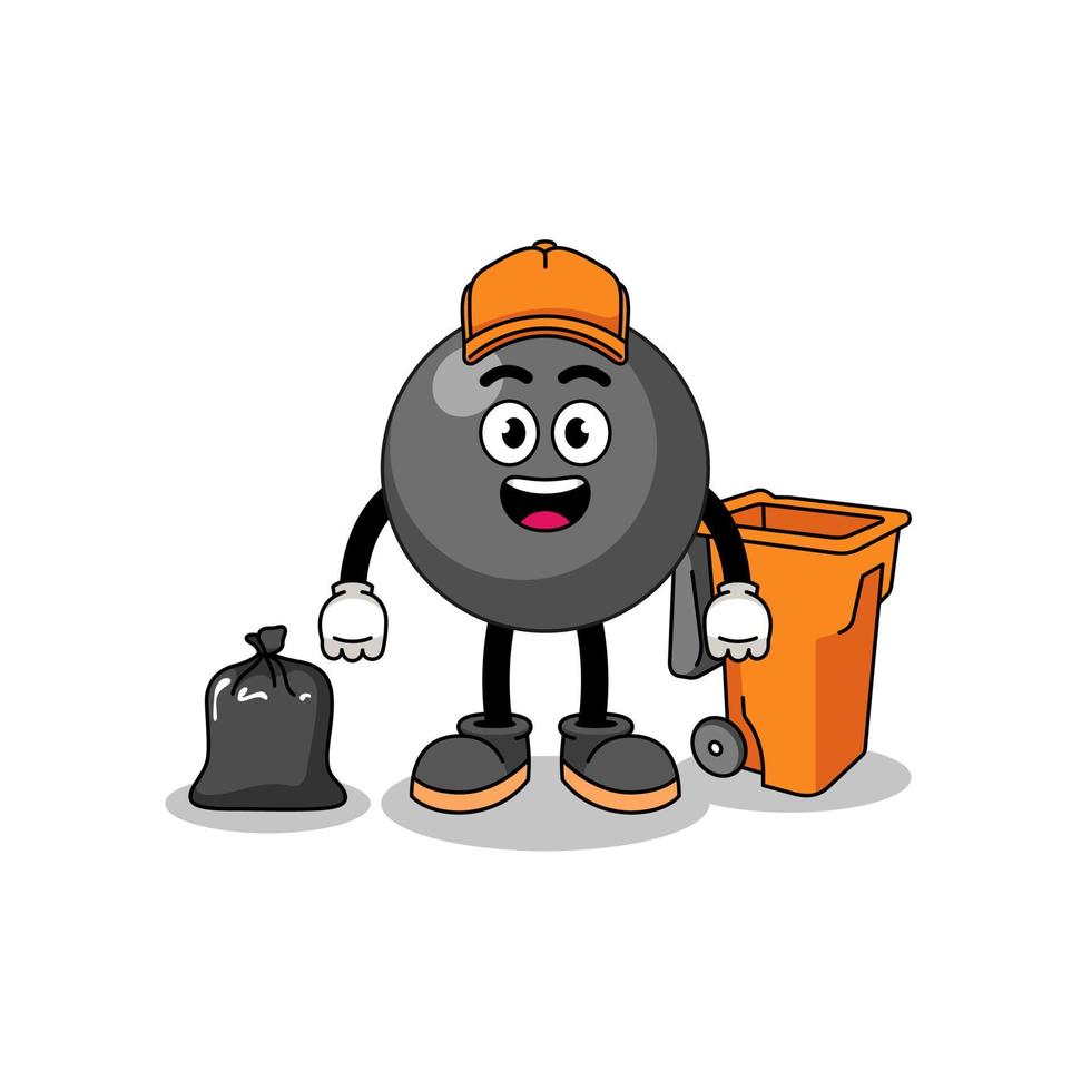 ilustração de desenho animado de símbolo de ponto como coletor de lixo vetor
