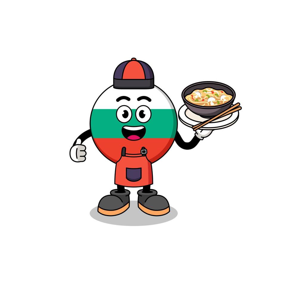 ilustração da bandeira da Bulgária como chef asiático vetor