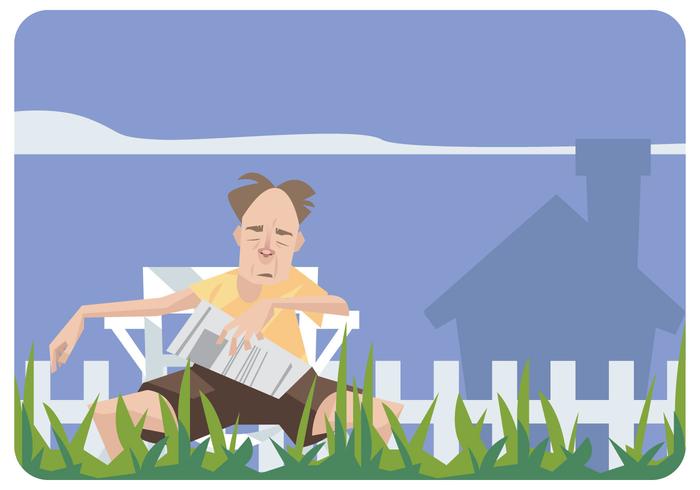 Old Man Sleeping in A Lawn Chair Vector