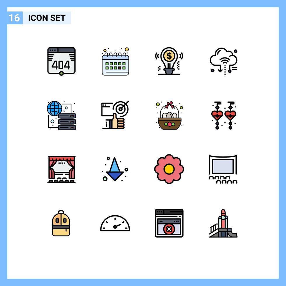16 ícones criativos sinais e símbolos modernos de conectar roteador de bulbo de nuvem internet elementos de design de vetores criativos editáveis
