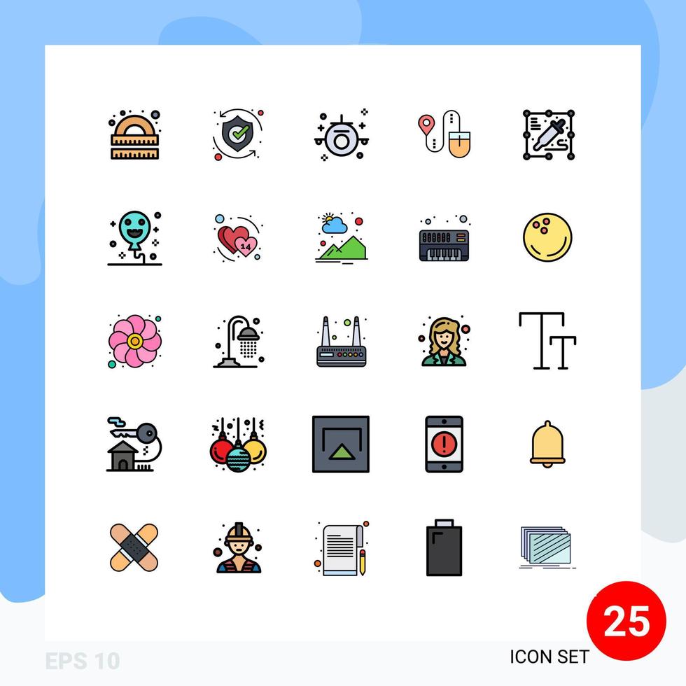 25 ícones criativos, sinais modernos e símbolos de localização de computador, escudo, mouse, transporte, elementos de design de vetores editáveis