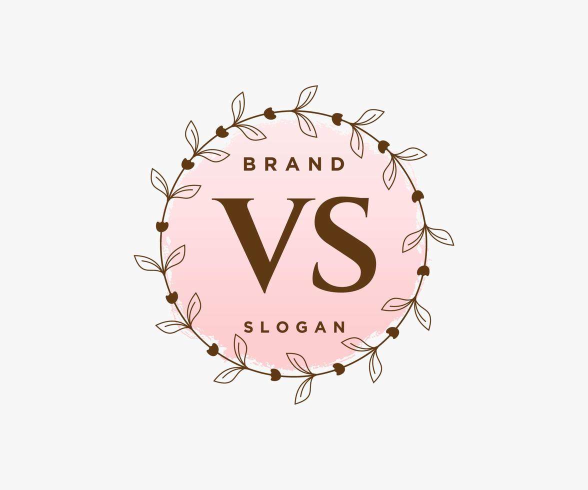 logotipo inicial vs feminino. utilizável para logotipos de natureza, salão, spa, cosméticos e beleza. elemento de modelo de design de logotipo de vetor plana.