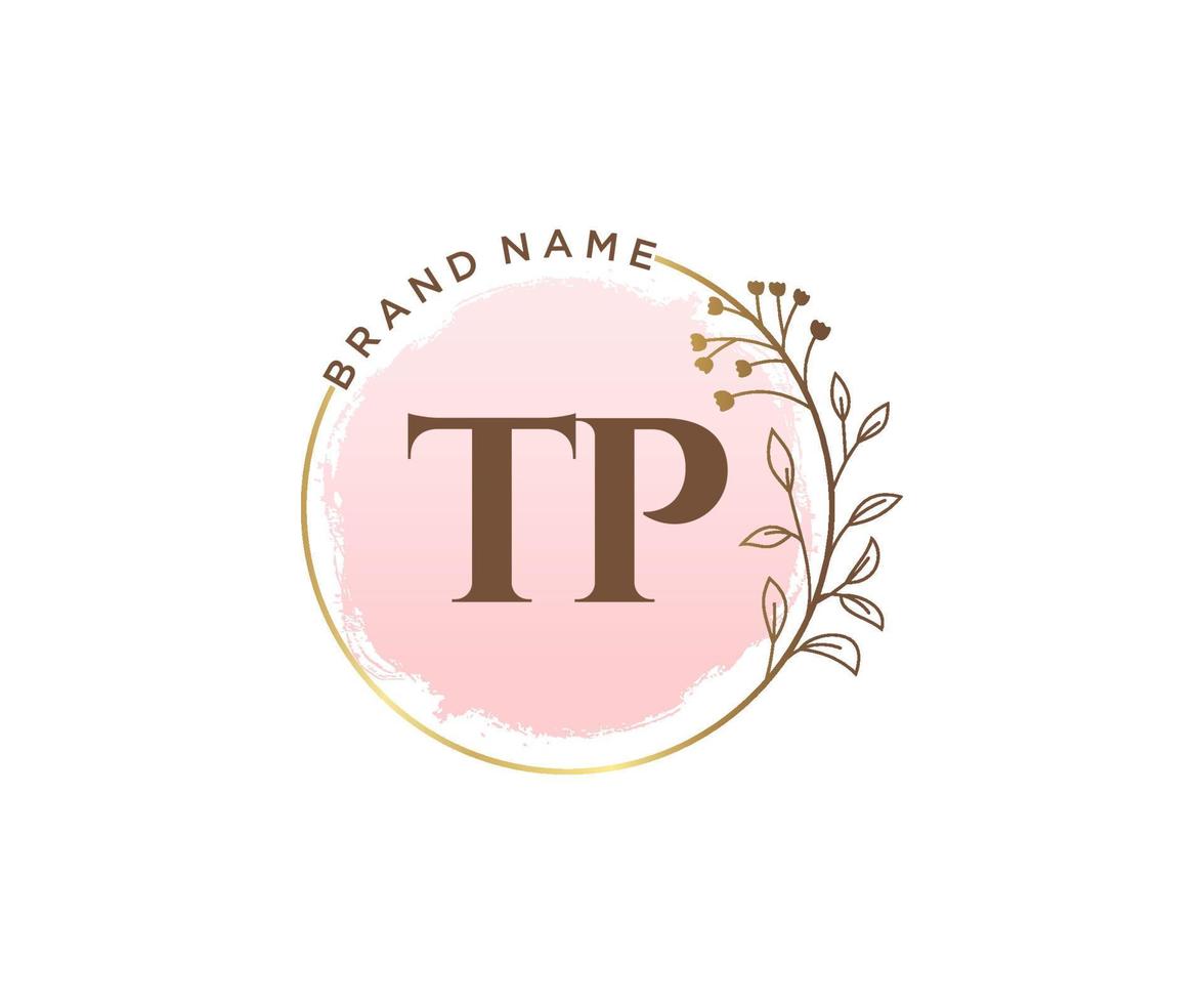 logotipo feminino tp inicial. utilizável para logotipos de natureza, salão, spa, cosméticos e beleza. elemento de modelo de design de logotipo de vetor plana.