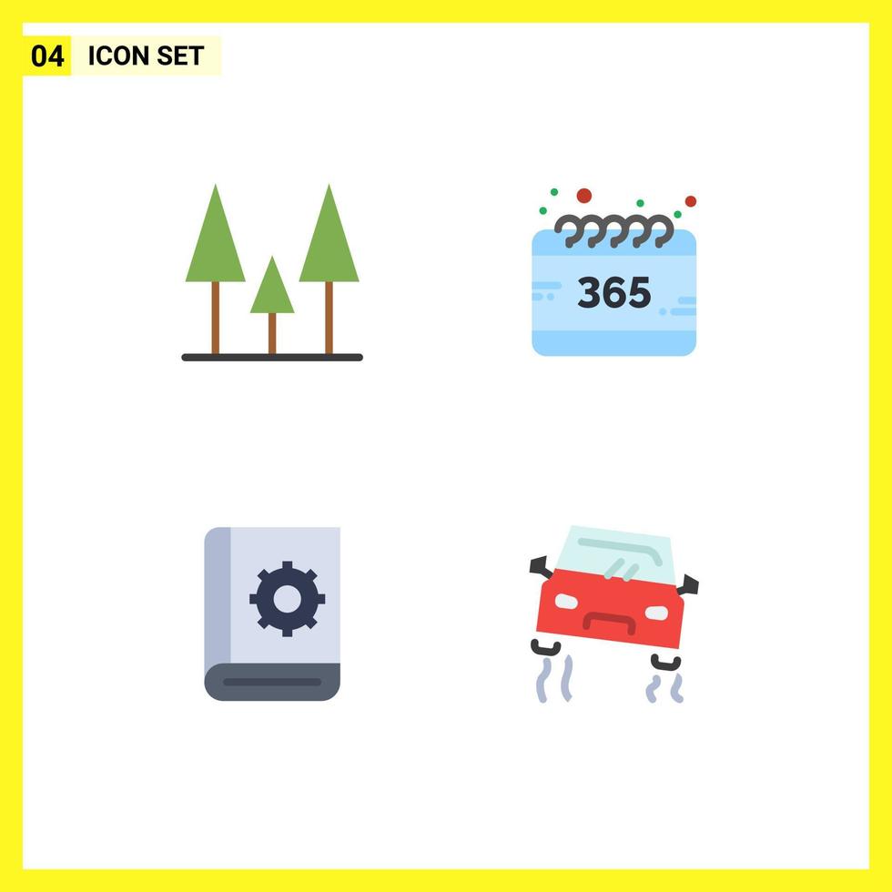 4 conceito de ícone plano para sites móveis e aplicativos de floresta ajudam durante todo o ano elementos de design de vetores editáveis