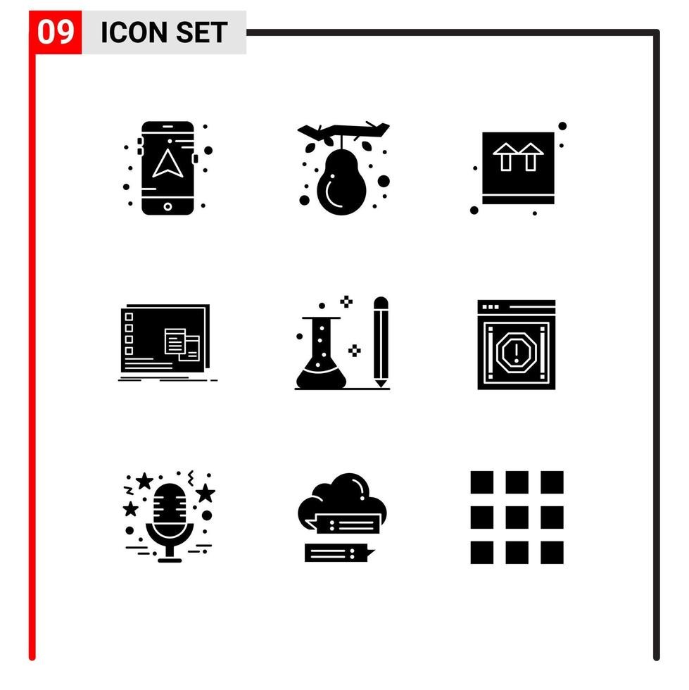 9 conceito de glifo sólido para sites móveis e programas de informações de aplicativos ecommerce os elementos de design de vetores editáveis mac
