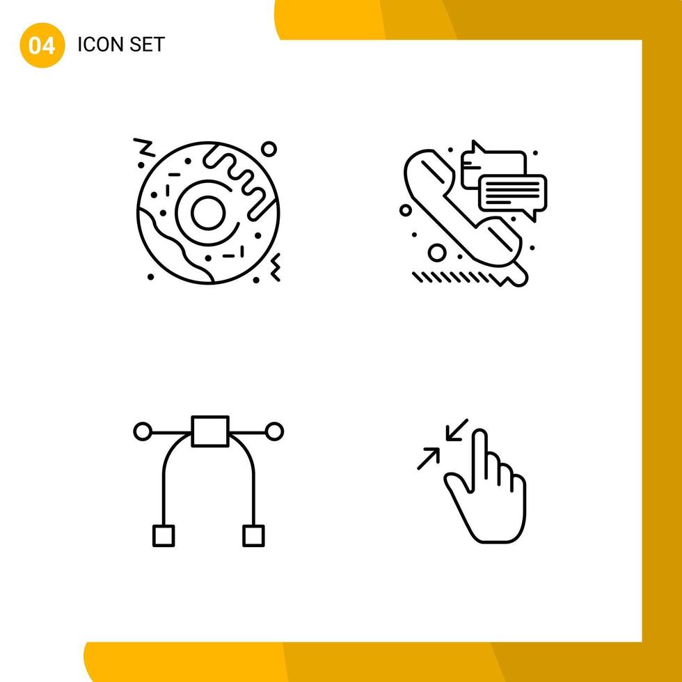 4 símbolos de contorno do pacote de ícones de estilo de linha de conjunto de ícones isolados em fundo branco para design de site responsivo de fundo criativo do vetor de ícones pretos