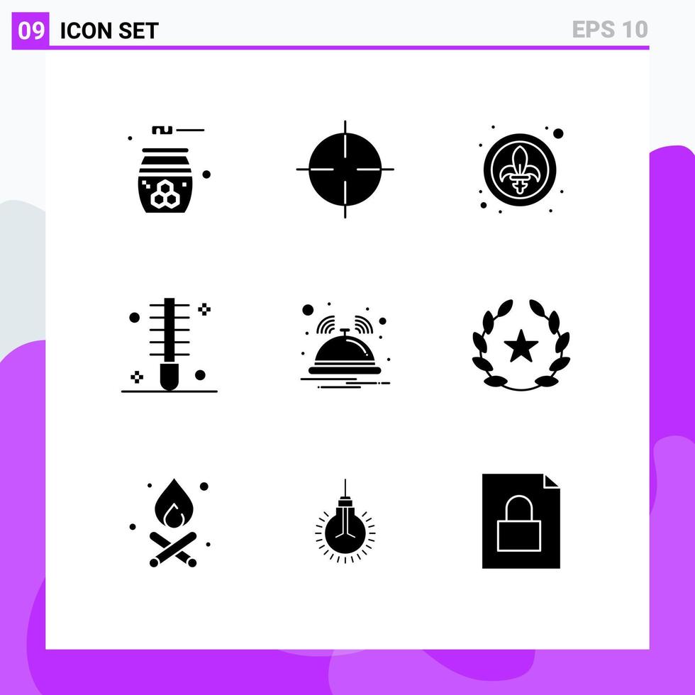 conjunto de 9 pacotes de glifos sólidos comerciais para símbolos femininos de salão encaracolado lys elementos de design de vetores editáveis