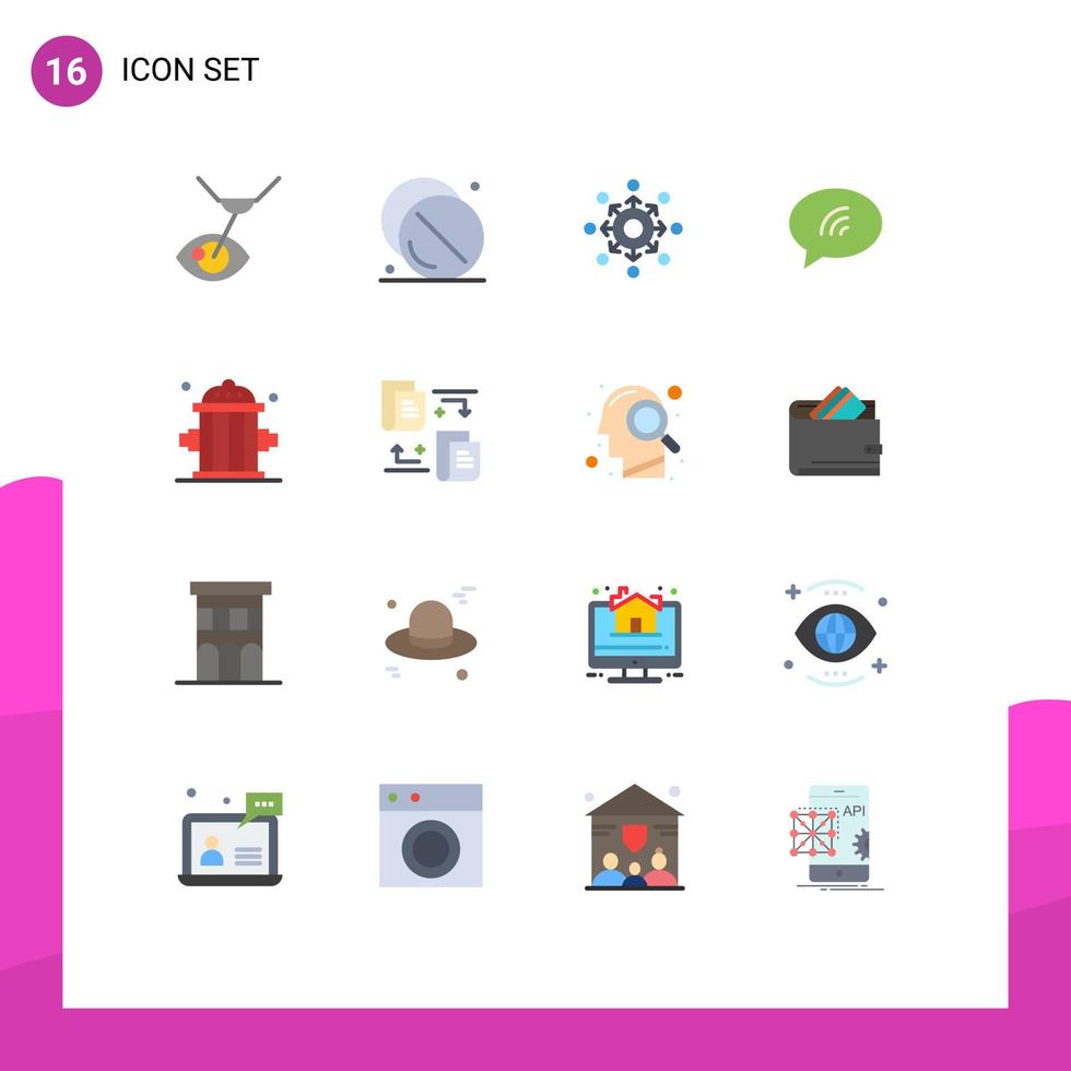 Pacote de cores planas de 16 interfaces de usuário de sinais e símbolos modernos de equipe de mensagem de medicina de bate-papo de areia pacote editável de elementos de design de vetores criativos