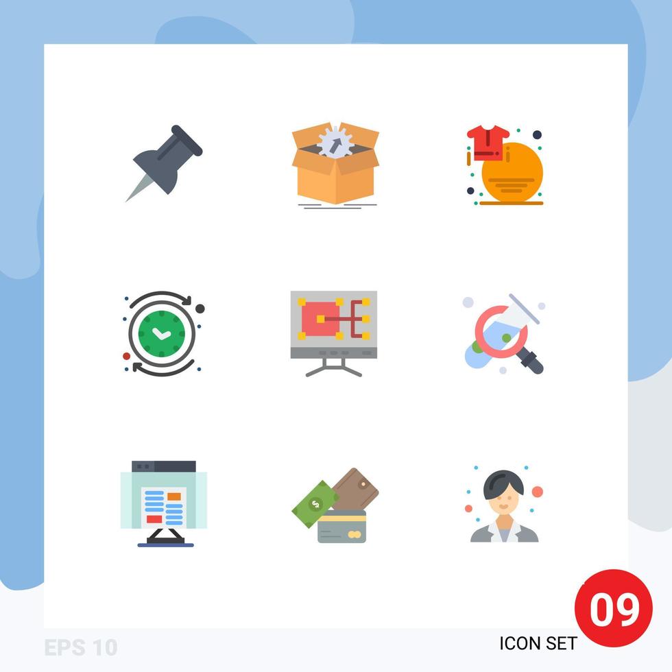 pacote de ícones vetoriais de estoque de sinais e símbolos de 9 linhas para relógio de desconto reverso do computador, elementos de design de vetores editáveis para trás