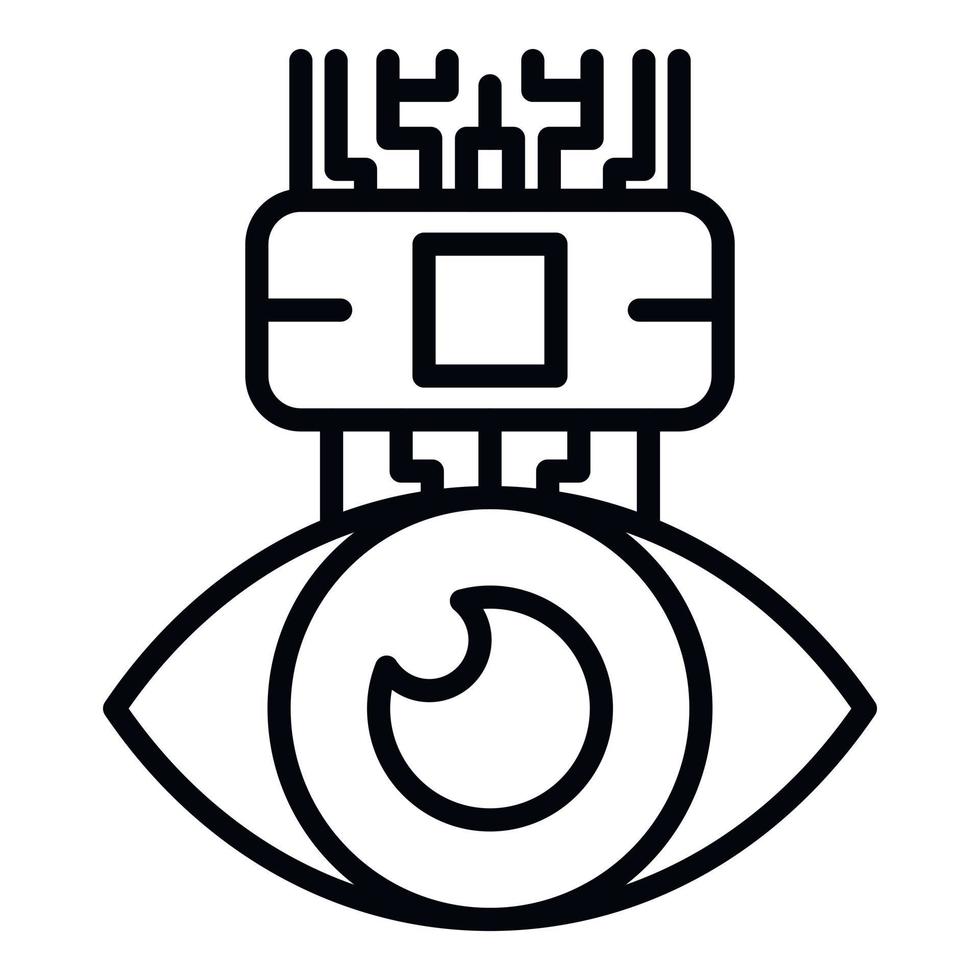 ícone humanoide de olho ai, estilo de estrutura de tópicos vetor