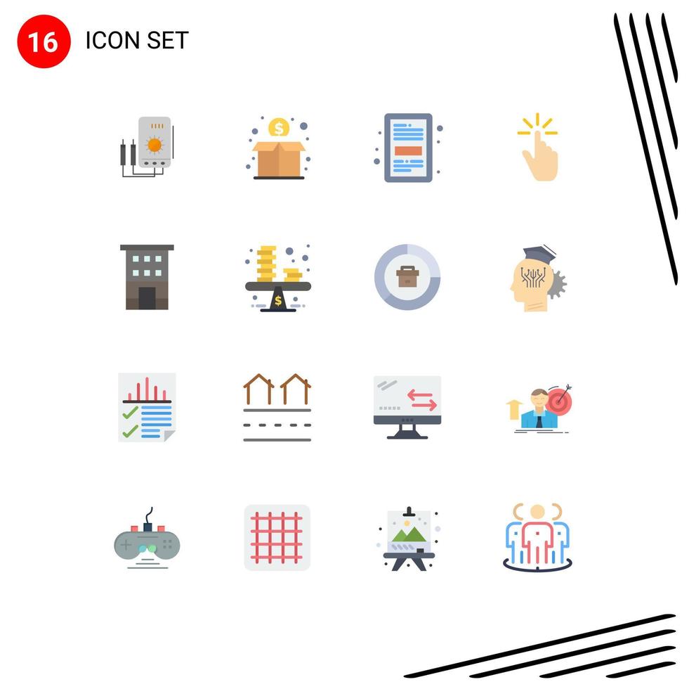 conjunto de pictogramas de 16 cores planas simples de gestos dinheiro de dedo clique no arquivo pacote editável de elementos de design de vetores criativos