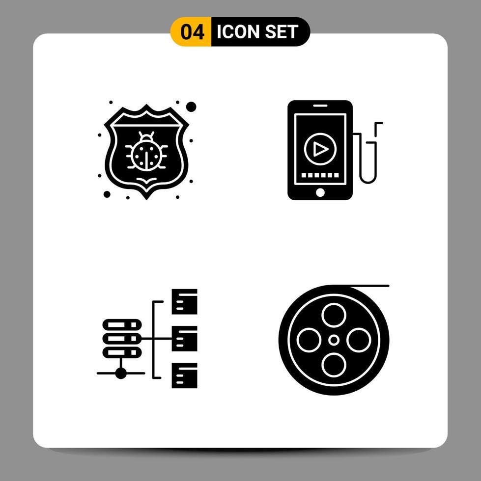 4 sinais de símbolos de glifos de pacote de ícones pretos para designs responsivos em fundo branco 4 ícones definem o fundo criativo do vetor de ícones pretos