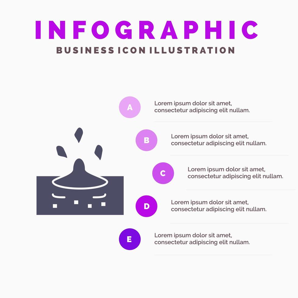 gota chuva água chuvosa ícone sólido infográficos 5 passos fundo de apresentação vetor