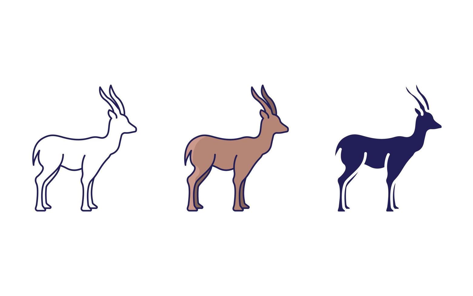 linha de gazela e ícone de glifo, ilustração vetorial vetor