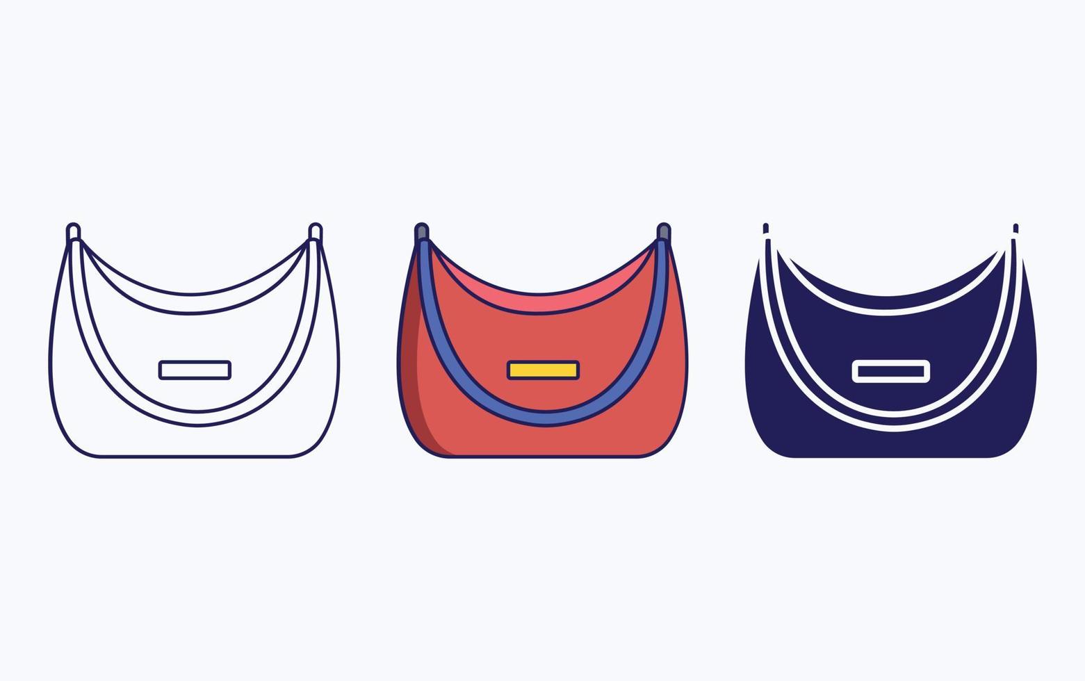 linha de bolsa de vaidade e ícone de glifo, ilustração vetorial de bolsa feminina vetor