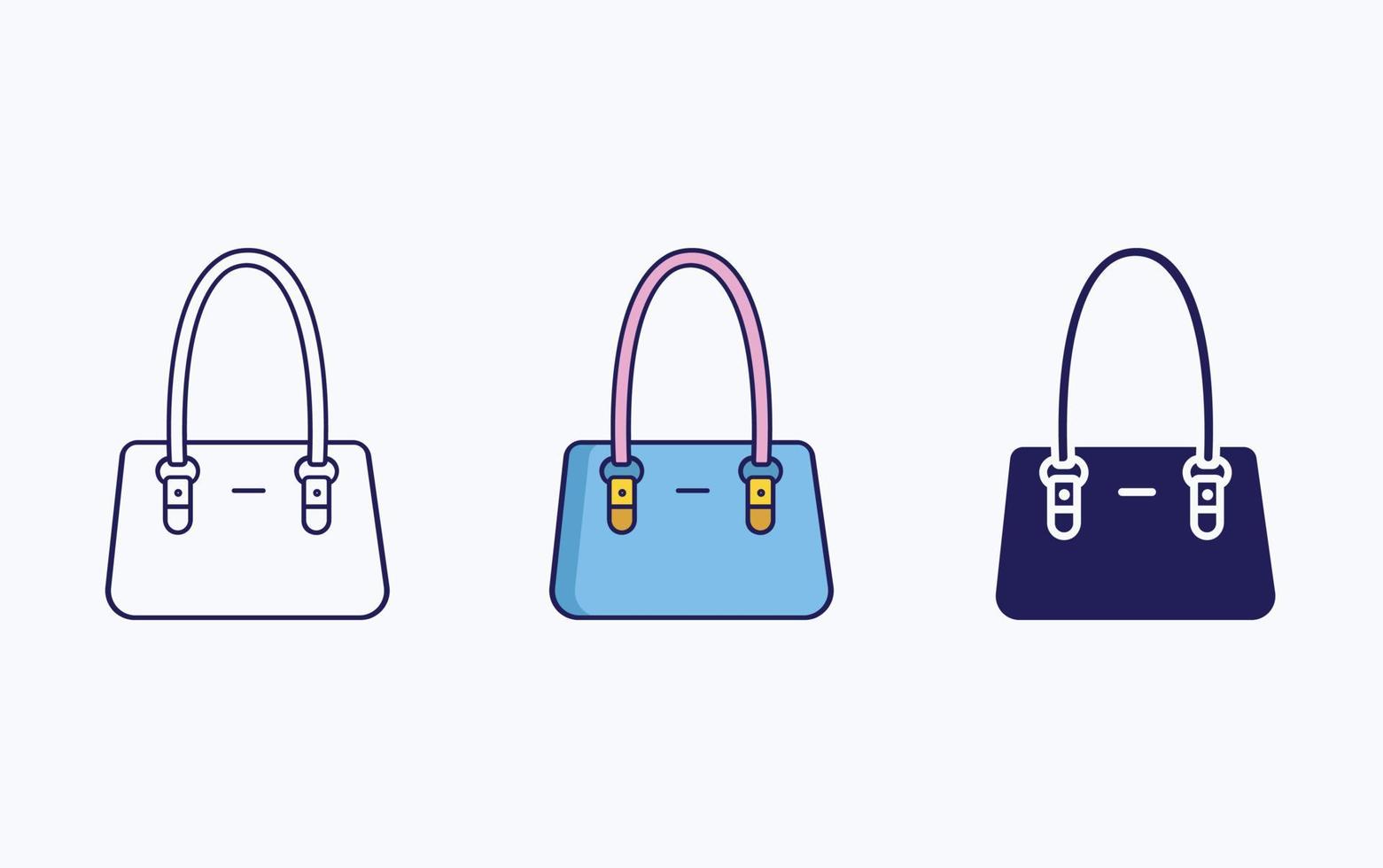 linha de bolsa de vaidade e ícone de glifo, ilustração vetorial de bolsa feminina vetor