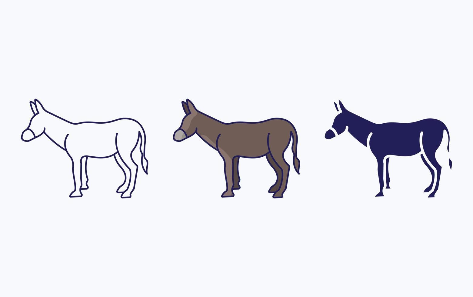 ícone de linha e glifo de burro, ilustração vetorial vetor
