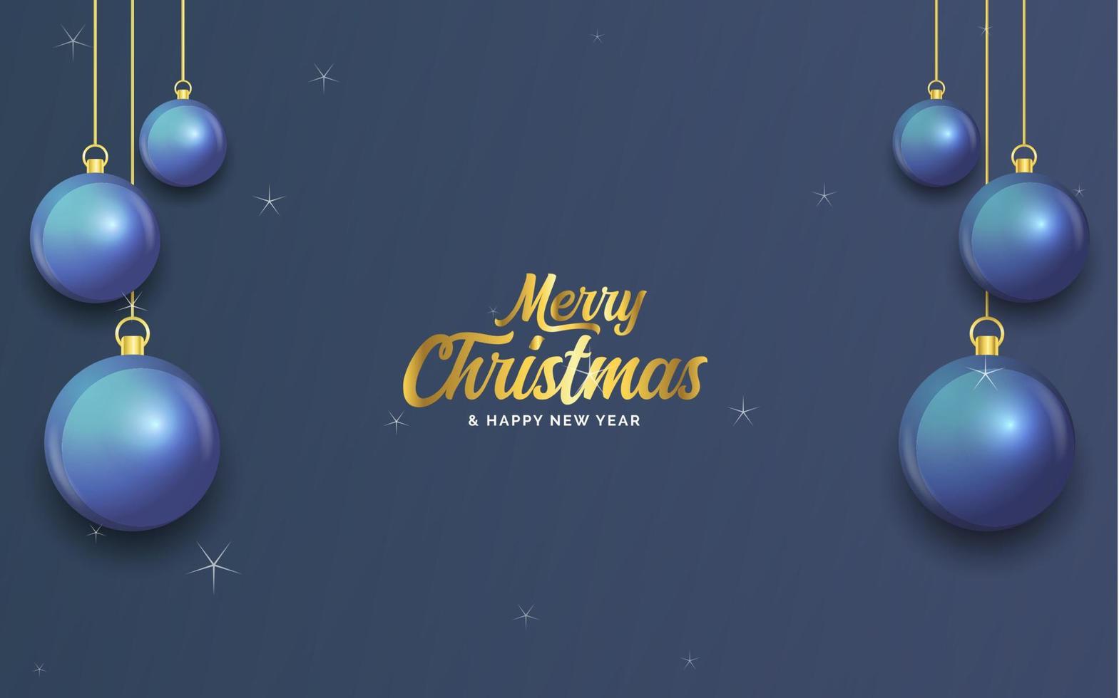 feliz natal banner azul escuro com bolas. cartão de Natal vetor