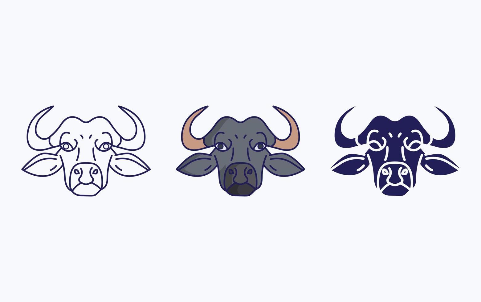 linha de rosto de búfalo e ícone de glifo, ilustração vetorial vetor