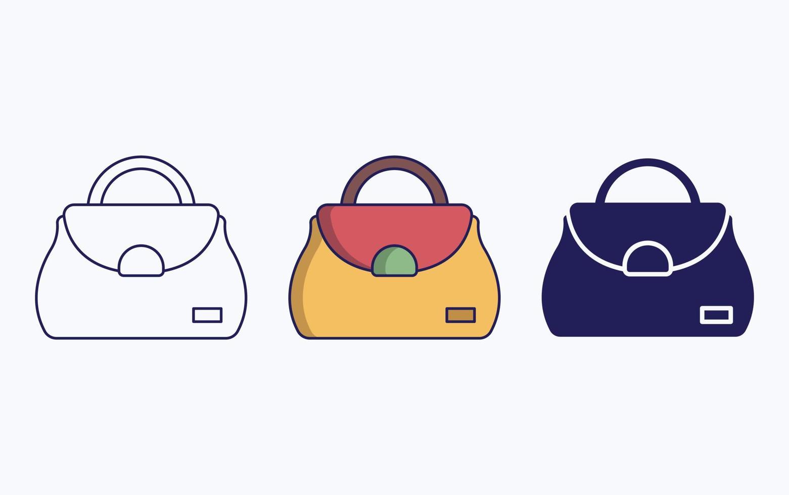 linha de bolsa de vaidade e ícone de glifo, ilustração vetorial de bolsa feminina vetor