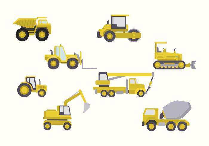 Vetores de máquinas de construção plana