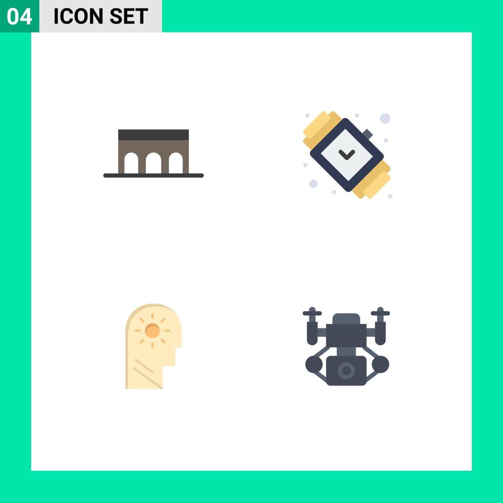 4 ícones criativos, sinais modernos e símbolos de arco, relógio, acessório histórico, controle, elementos de design de vetores editáveis