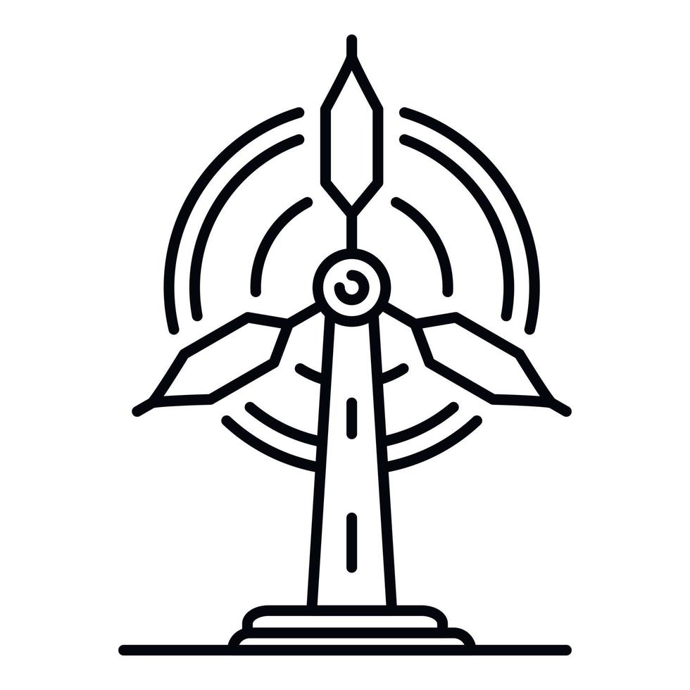 ícone de energia de turbina eólica, estilo de estrutura de tópicos vetor