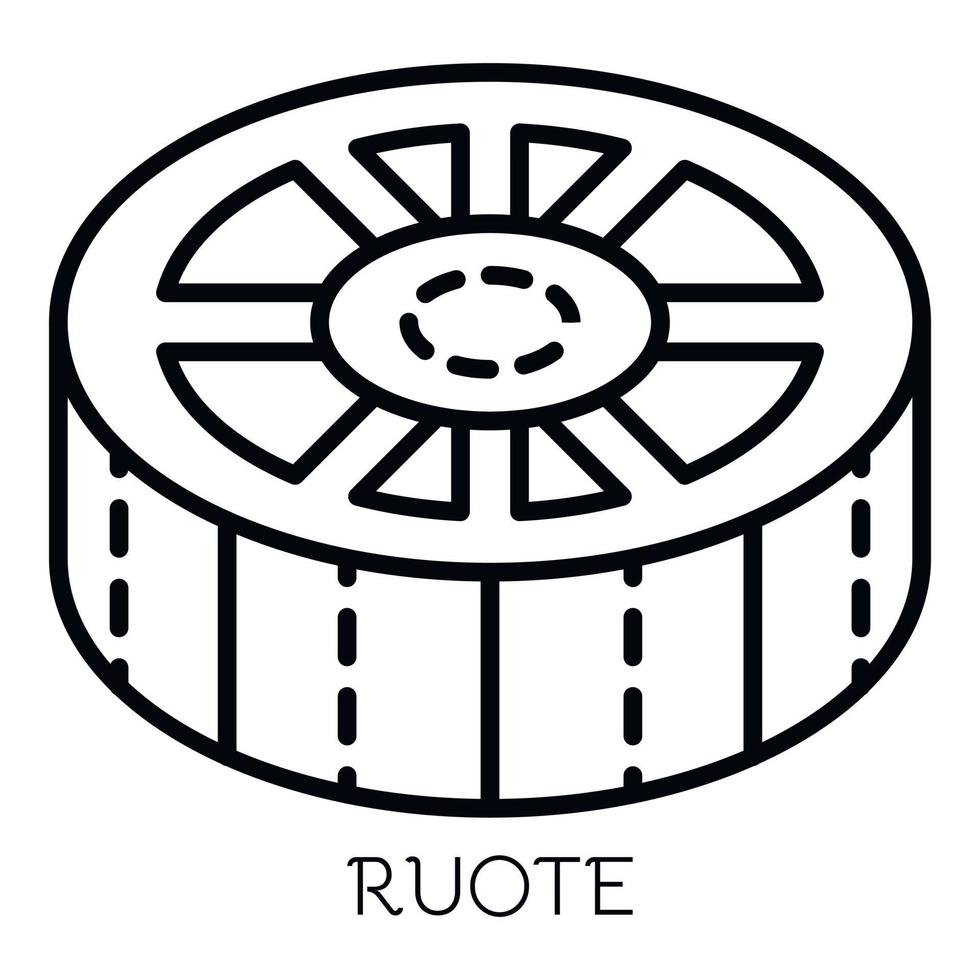 ícone de macarrão ruote, estilo de estrutura de tópicos vetor