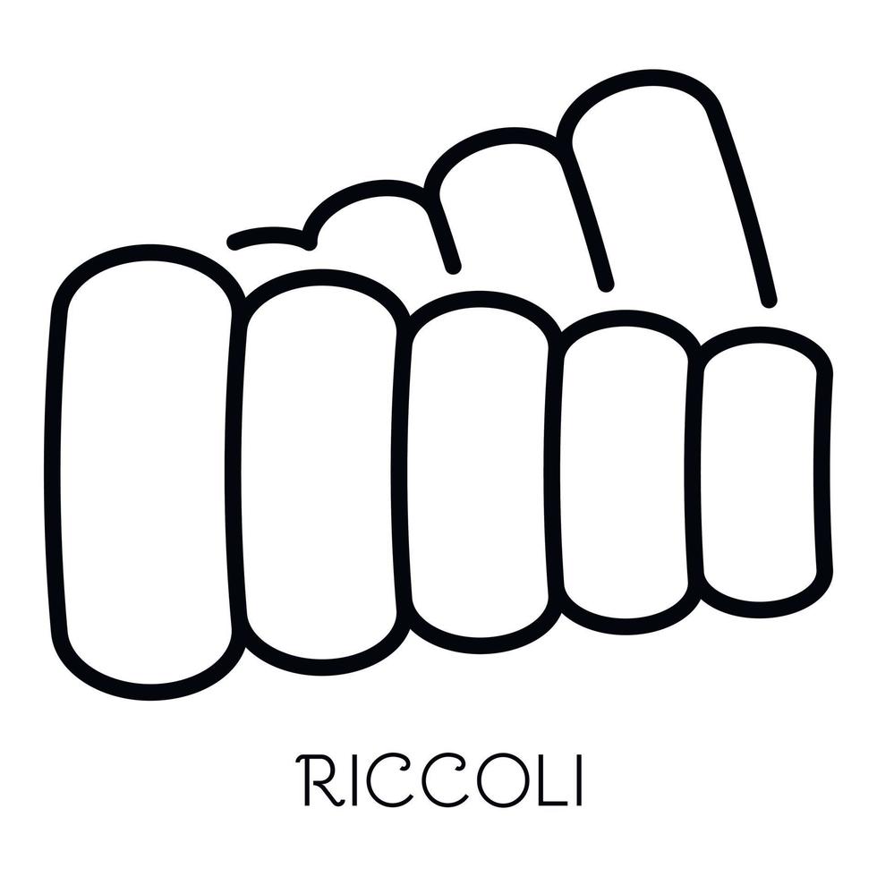 ícone de macarrão riccoli, estilo de estrutura de tópicos vetor